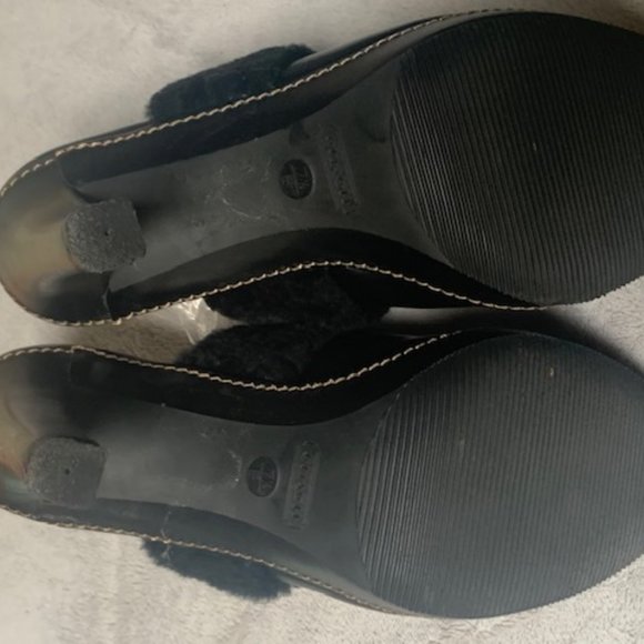 Coach Black Genuine Leather & Shearling Mule/Shoe - Picture 3 of 5